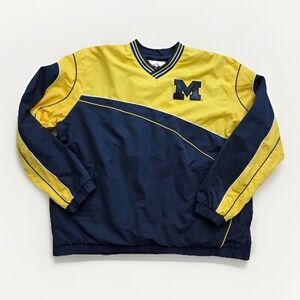 Michigan Wolverines Jacket XL G-III V-Neck Pullover Windbreaker Navy Yellow Golf